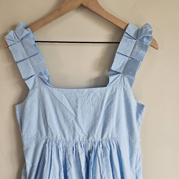 LAKE Lolly Swiss Dot Midi Dress in Morning Blue - Picture 4 of 13